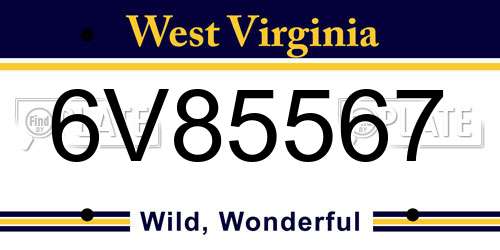 6V85567 West Virginia License Plate