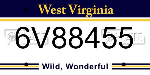 6V88455 West Virginia License Plate