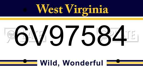 6V97584 West Virginia License Plate