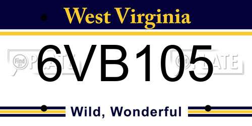 6VB105 West Virginia License Plate