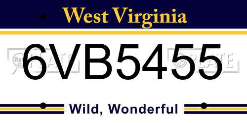 6VB5455 West Virginia License Plate