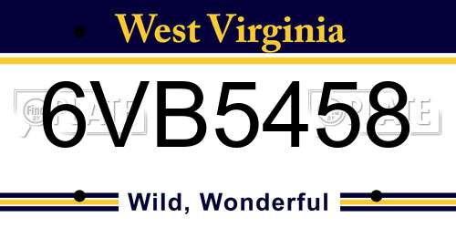 6VB5458 West Virginia License Plate