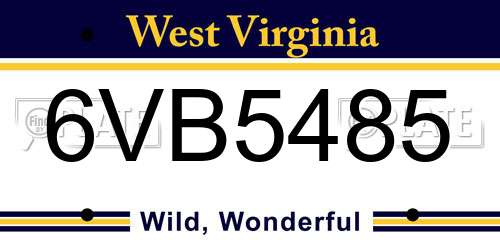 6VB5485 West Virginia License Plate
