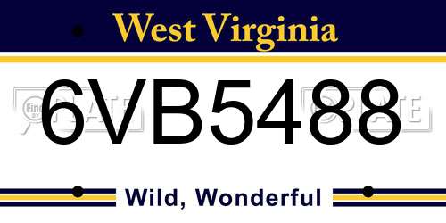 6VB5488 West Virginia License Plate