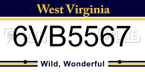 6VB5567 West Virginia License Plate