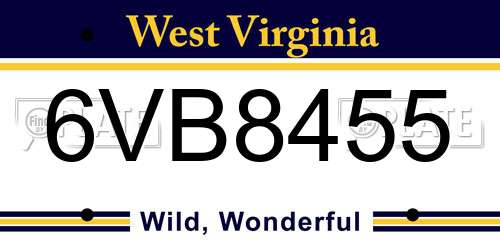 6VB8455 West Virginia License Plate