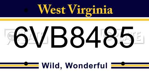 6VB8485 West Virginia License Plate