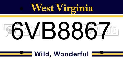 6VB8867 West Virginia License Plate