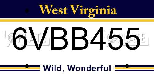 6VBB455 West Virginia License Plate
