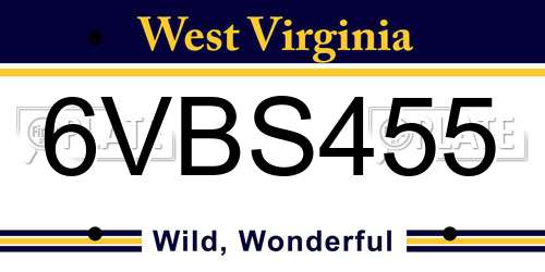 6VBS455 West Virginia License Plate
