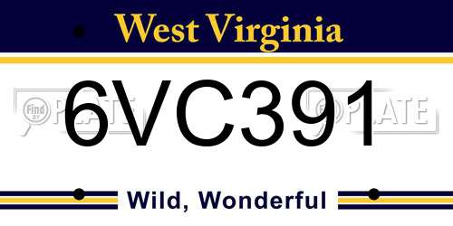 6VC391 West Virginia License Plate