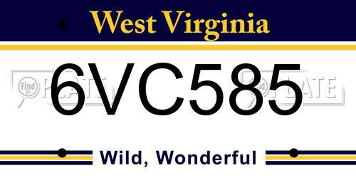 6VC585 West Virginia License Plate