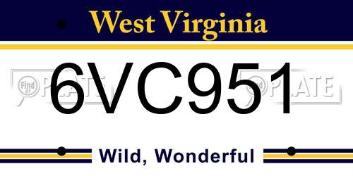 6VC951 West Virginia License Plate