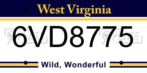 6VD8775 West Virginia License Plate