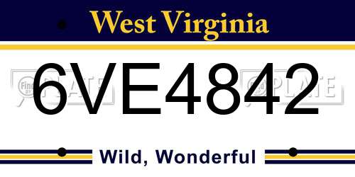 6VE4842 West Virginia License Plate
