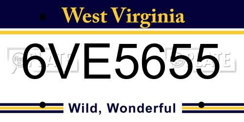 6VE5655 West Virginia License Plate