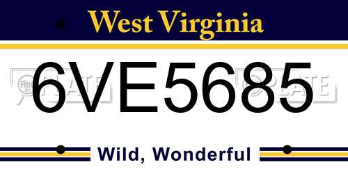 6VE5685 West Virginia License Plate