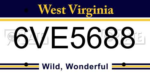 6VE5688 West Virginia License Plate