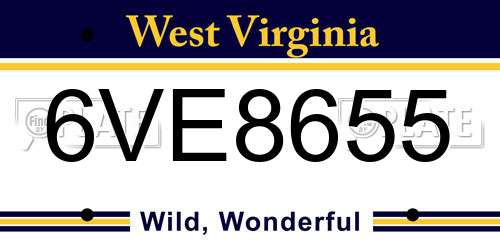 6VE8655 West Virginia License Plate