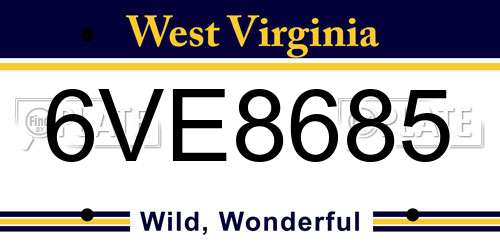 6VE8685 West Virginia License Plate