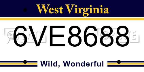 6VE8688 West Virginia License Plate