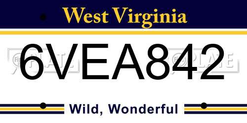 6VEA842 West Virginia License Plate
