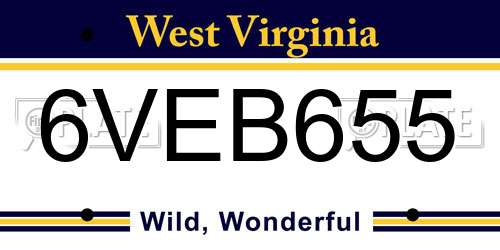 6VEB655 West Virginia License Plate