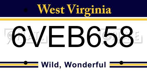 6VEB658 West Virginia License Plate