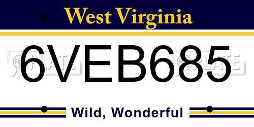 6VEB685 West Virginia License Plate