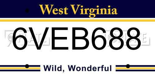6VEB688 West Virginia License Plate