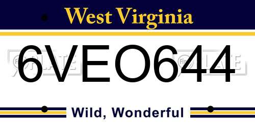 6VEO644 West Virginia License Plate
