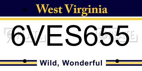 6VES655 West Virginia License Plate