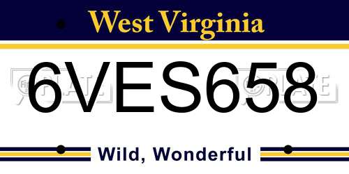 6VES658 West Virginia License Plate