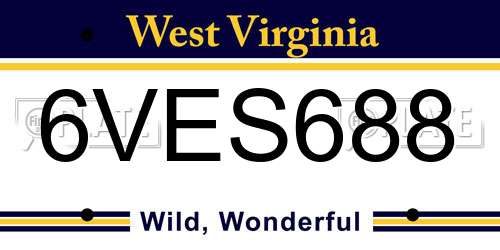 6VES688 West Virginia License Plate