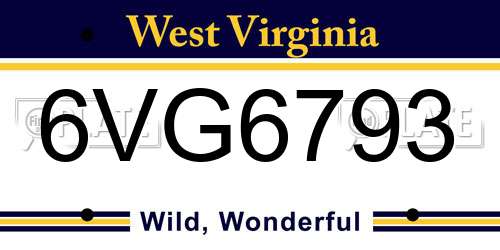 6VG6793 West Virginia License Plate