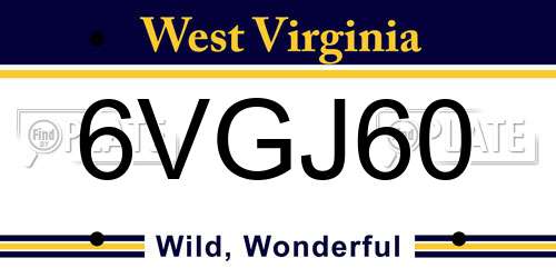 6VGJ60 West Virginia License Plate