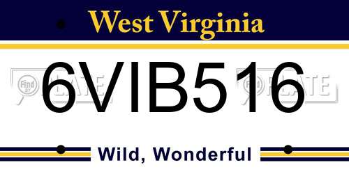 6VIB516 West Virginia License Plate
