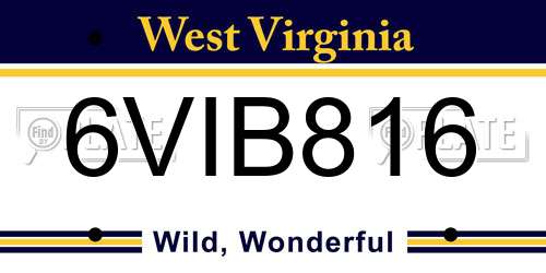 6VIB816 West Virginia License Plate