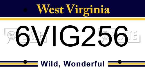 6VIG256 West Virginia License Plate