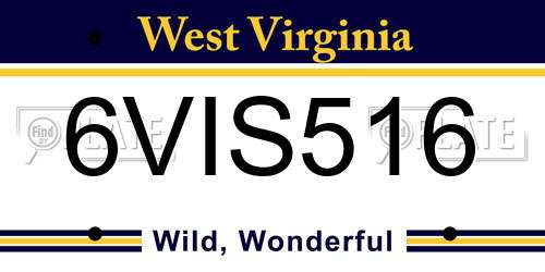 6VIS516 West Virginia License Plate