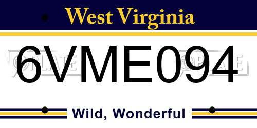 6VME094 West Virginia License Plate