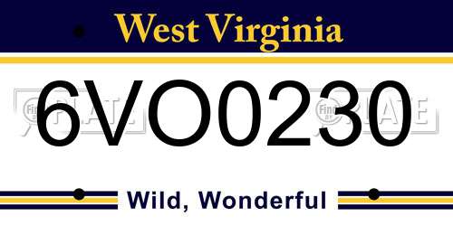 6VO0230 West Virginia License Plate
