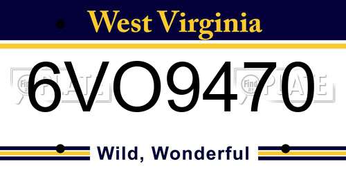 6VO9470 West Virginia License Plate