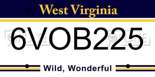 6VOB225 West Virginia License Plate