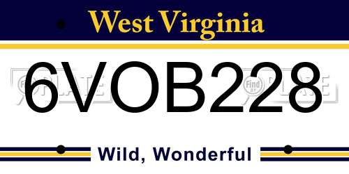 6VOB228 West Virginia License Plate