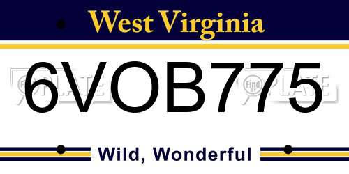 6VOB775 West Virginia License Plate