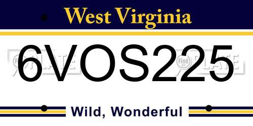 6VOS225 West Virginia License Plate