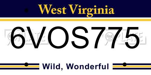 6VOS775 West Virginia License Plate