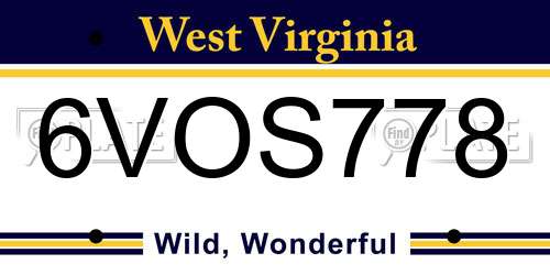 6VOS778 West Virginia License Plate