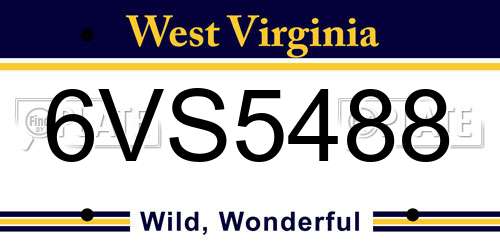 6VS5488 West Virginia License Plate